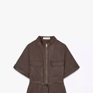 Zara Women's Chocolate Brown Drawstring Jacket and Pants